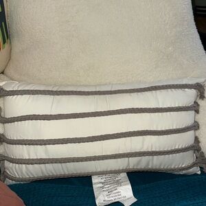 **Never used** Gray Striped Accent Pillow
